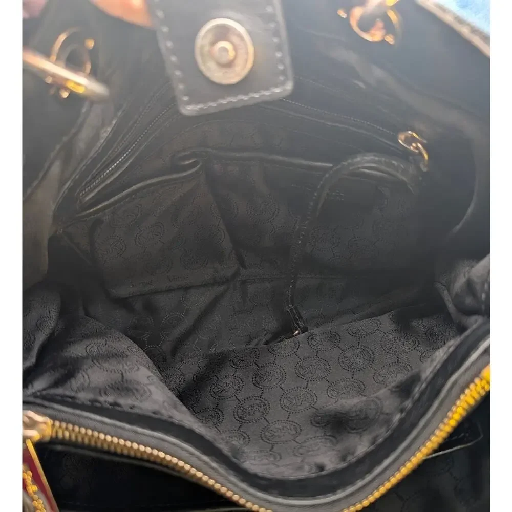 Michael Michael Kors Large Black Jet-Set Tote Coated Canvas Leather